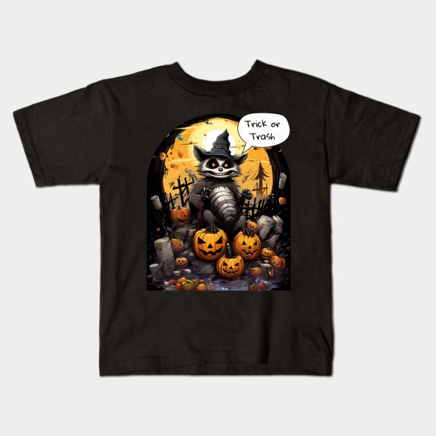 trick or trash Kids T-Shirt by FehuMarcinArt